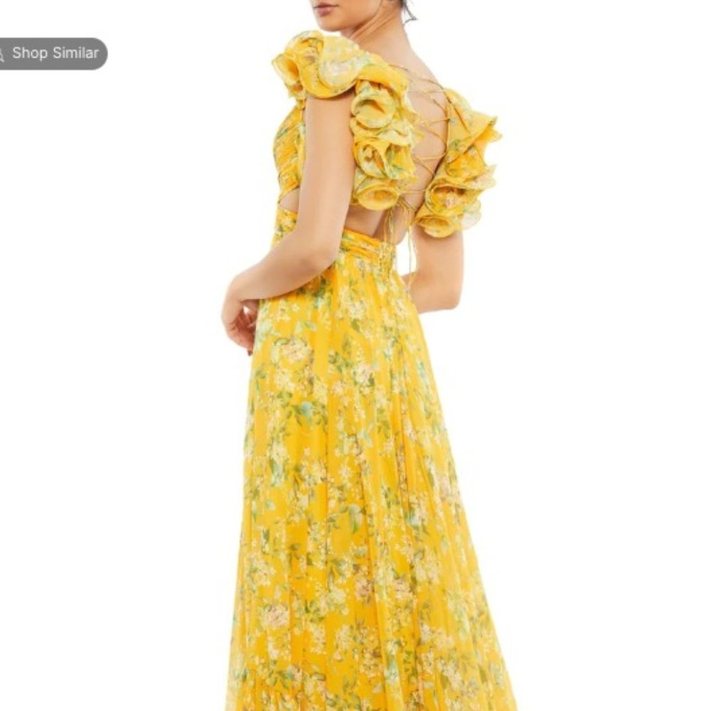 Ieena for Mac Duggal Floral Chiffon Gown